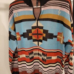 Colorful Geometric V-Neck Sweater